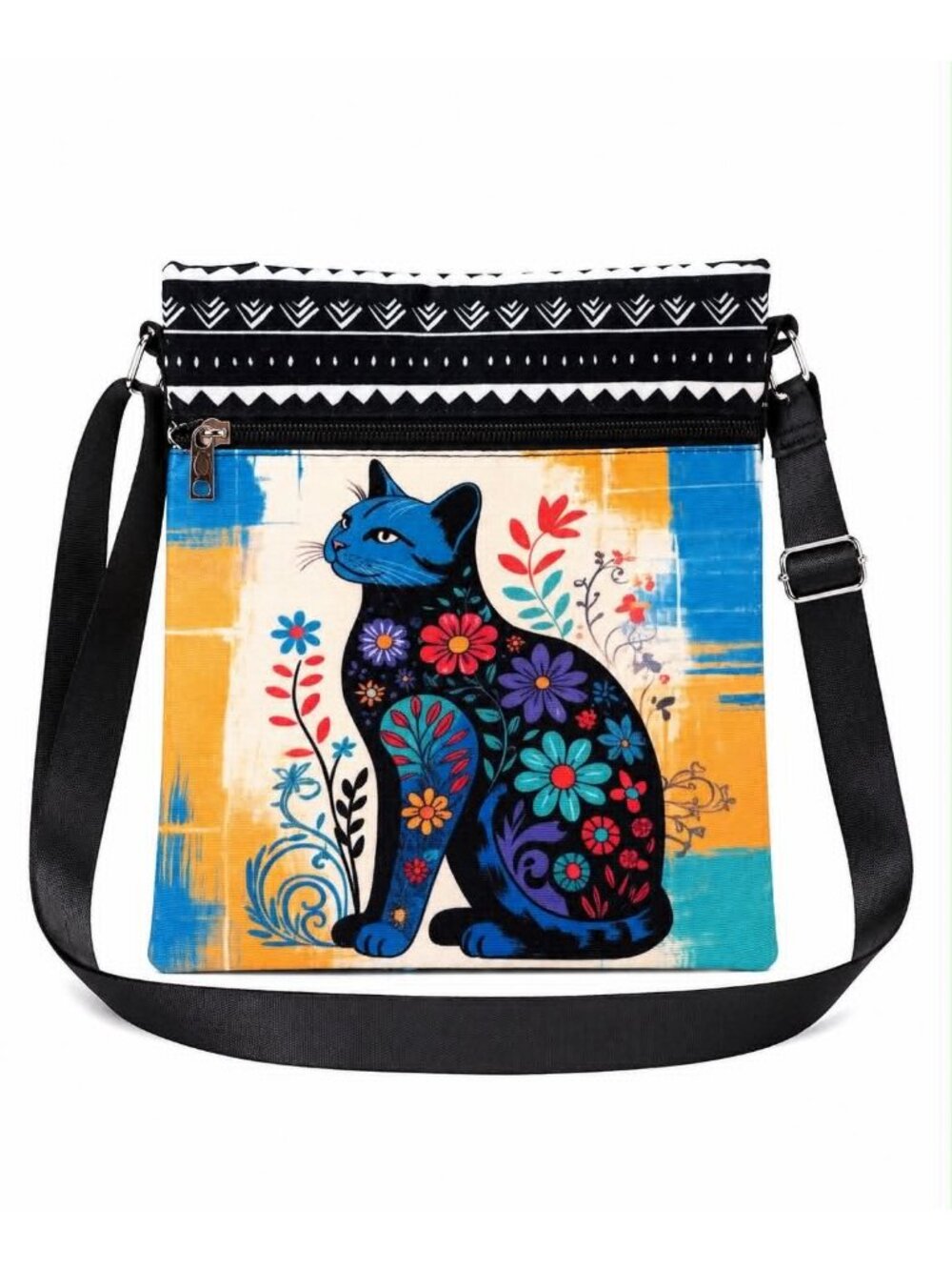 Floral Cat Crossbody Bag